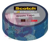 3M Scotch Expressions Washi Tape C314-P85  .59 in x 393 in (15 mm x 10 m) Retro Blue Stars