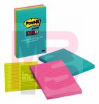 3M Post-it Super Sticky Notes 660-3SSMIA  4 in x 6 in (101 mm x 152 mm) Miami Collection 3 Pads/Pack 90 Sheets/Pad Lined