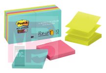3M Post-it Super Sticky Pop-up Notes R330-10SSMIA  3 in x 3 in (76 mm x 76 mm) Miami collection 10 Pads/Pack 90 Sheets/Pad