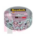 3M Scotch Expressions Washi Tape C314-P90  .59 in x 393 in (15 mm x 10 m) Mint Cats