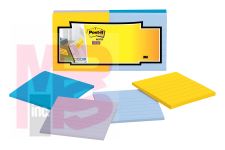 3M Post-it Super Sticky Full Adhesive Notes F330-12SSAL Assorted Lined Pastel Colors