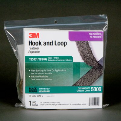 3M TB3401/TB3402 Fastener Hook/Loop Black 1 in x 10 ft - Micro Parts &amp; Supplies, Inc.