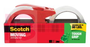 3M Scotch Tough Grip Moving Packaging Tape 3500-2-1RD  1.88 in x 54.6 yd (48 mm x 50 m) with dispenser