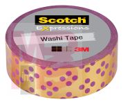 3M Scotch Expressions Washi Tape C614-P5  .59 in x 275 in (15 mm x 7 m) Gold Purple Dots