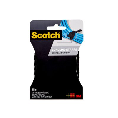 3M Scotch Bundling Straps RF3710  0.5 in x 8 in  (12 7 mm x 20 3 cm) Black