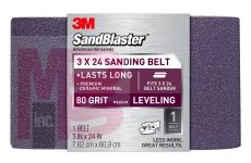 3M SandBlaster(TM) Sanding Belt, 9195NA, 3 in x 24 in, 80 grit, 6/cs