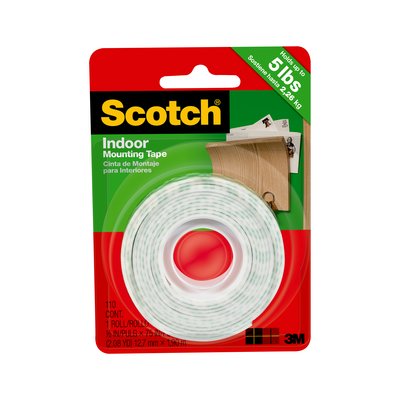 3M Scotch(R) Indoor Mounting Tape 110P, .5 in x 6.25 ft (12,7 mm x 1,9 m)