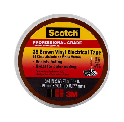 3M Scotch(R) #35 Brown Vinyl Electrical Tape, 10885-BA-5, 3/4 in x 66 ft x 0.007 in, 5/case