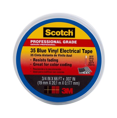3M Scotch(R) #35 Blue Vinyl Electrical Tape, 10836-DL-10, 3/4 in x 66 ft x 0.007 in, 10/case
