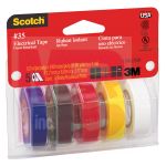 3M Scotch(R) Electrical Tapes 10457 Colored - Red, Blue, White, Green, Yellow, 5/pack, 12 packs/case