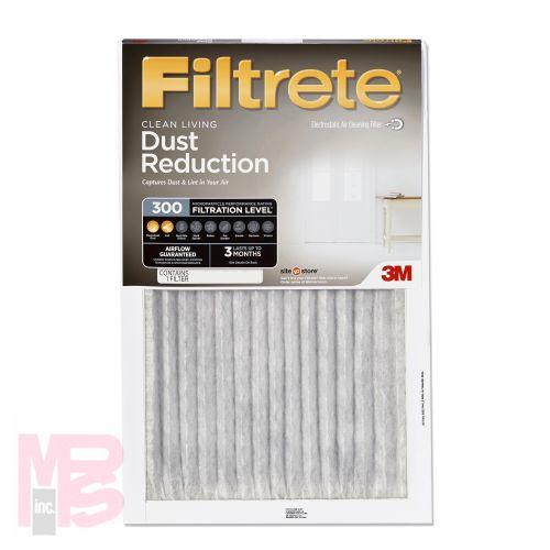 3M Filtrete Basic Dust Filter  300-H-4  16 in x 20 in x 1 in (40.6 cm x 50.8 cm x 2.5 cm)  4/case
