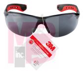 3M Flat Temple Safety Eyewear  47011-HT6 Black/Red Frame Gray/Scratch Resistant Lens 6/case 1 Eyewear