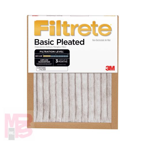 3M Filtrete Basic Pleated Air Filter  FBA03CI-6  20 in x 25 in x 1 in (50 8 cm x 63 5 cm x 2 5 cm)