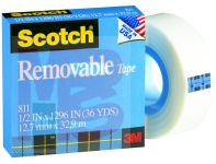 3M 811 Scotch Removable Tape 1/2 in x 1296 in Boxed - Micro Parts &amp; Supplies, Inc.