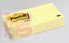 3M Post-it(R) Notes 630-6PK 3 in x 3 in (7.62 cm x 7.62 cm) Canary Yellow, Lined