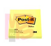 3M Post-it(R) Notes 654, 3 in x 3 in, (7.62 cm x 7.62 cm) Canary Yellow
