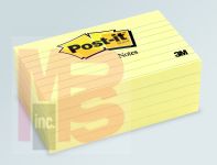 3M Post-it® Notes, 635-5PKSS, 3'' x 5'', Canary Yellow, 5 Pads/Pack,100 sheets/pad,16 packs/case.