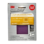 3M SandBlaster Palm Sander Sheets 99662ES, 4.5 in x 5.5, 180 grit, 10/pk