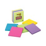 Post-it Super Sticky Notes 654-6SSAU 3 in x 3 in Assorted Ultra 65 sheets