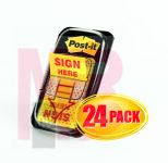Post-it Flags 680-9-24, 1 in x 1.7 in (25,4 mm x 43,2 mm) Canary Yellow 24 dis/pk 2 pk/cs