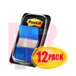 3M Post-it(R) Flags 680-BE12, 1 in x 1.7 in (25.4 mm x 43.2 mm) Blue 12 disp box, 4 bx/cs