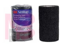 3M VetRap Bandaging Tape 1410BK-BK-LFHT  4 in x 5 yd (100 mm x 4.5 m) Latex Free  Hand Tear