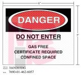 3M Diamond Grade Safety Sign 3MN203DG "DANGER SPACE"  6 in x 5 in 10 per package