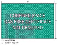 3M Diamond Grade Safety Sign 3MN205DG "GAS FREE SPACE"  6 in x 4 in 10 per package