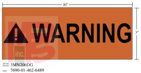 3M Diamond Grade Safety Sign 3MN206DG "WARNING"  10 in x 3 in 10 per package