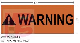 3M Diamond Grade Safety Sign 3MN207DG "WARNING"  6 in x 2 in 10 per package