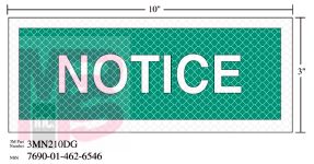 3M Diamond Grade Safety Sign 3MN210DG "NOTICE"  10 in x 3 in 10 per package