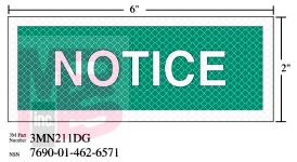 3M Diamond Grade Safety Sign 3MN211DG "NOTICE"  6 in x 2 in 10 per package