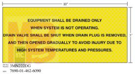 3M Diamond Grade Safety Sign 3MN222DG "EQIPMNT PRESSURE"  10 in x 3 in 10 per package