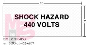 3M Diamond Grade Electrical Sign 3MN704DG "SHOCK VOLTS (WHT)"  5 in x 2 in 10 per package