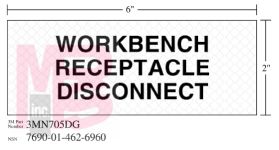 3M Diamond Grade Electrical Sign 3MN705DG "WRKBNCH DISCONECT"  5 in x 2 in 10 per package