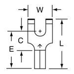 3M Scotchlok Block Flanged Fork, Non-Insulated Butted Seam MU14-6FFBK, 16-14 AWG