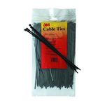 3M Standard Cable Tie 06203, Weather-Resisant, Black, 11 in, 100 per bag