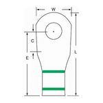 3M Scotchlok Large Gauge Ring Tongue, Copper Non Insulated Seamless MC1/0-38RX, Stud Size 3/8