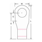 3M Scotchlok Large Gauge Ring Tongue, Copper Non Insulated Seamless MC1/0-12RX, Stud Size 1/2