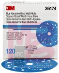3M Hookit Blue Abrasive Disc Multi-hole36174 6 in120 50 discs per box 4 boxes per case