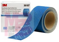 3M Hookit Blue Abrasive Sheet Roll Multi-hole36187 2.75 in x13 y80 4 boxes per case